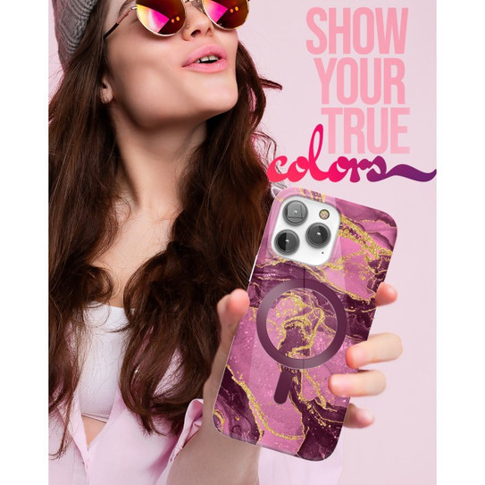 Encased Lexion MagSafe Case with Screen Protector iPhone 14 Pro - Purple Marble