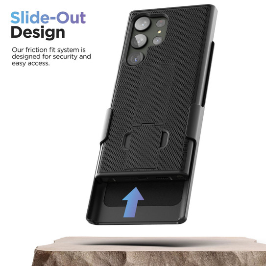 Encased Duraclip Case Samsung Galaxy S23 Ultra with Belt Clip Holster - Black