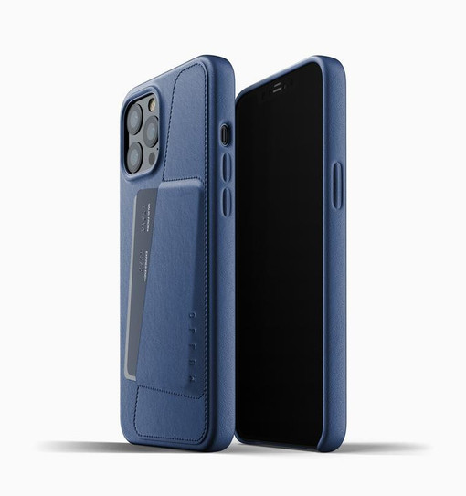 Mujjo Full Leather Wallet Case iPhone 12 Pro Max - Monaco Blue