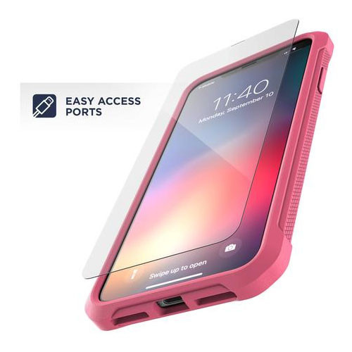 Encased Falcon Case and Tempered Glass Screen Guard iPhone XR - Pink/Clear