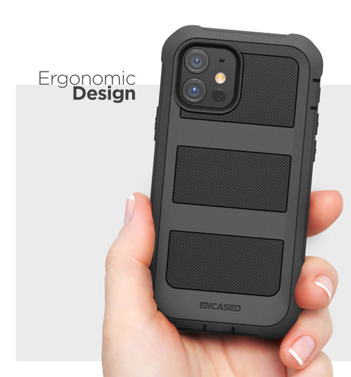 Encased Falcon Case and Tempered Glass Screen Guard iPhone 12 Mini with Belt Clip Holster - Black Encased Falcon Case and Tempered Glass Screen Guard iPhone 12 Mini with Belt Clip Holster - Black