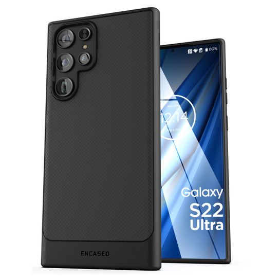 Encased Thin Armor Case Samsung Galaxy S22 Ultra with Belt Clip Holster - Black