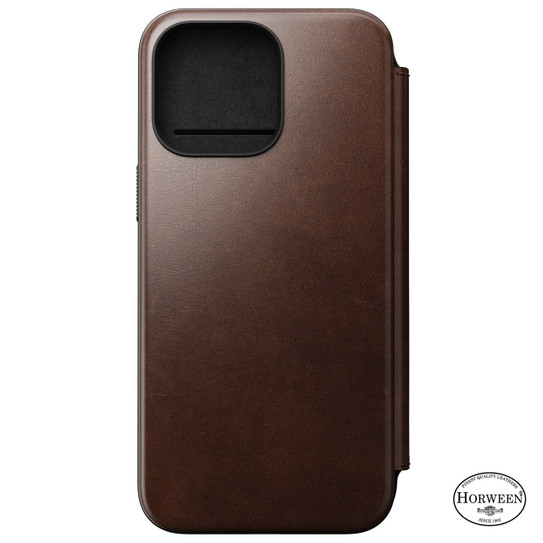 Nomad Horween Leather Folio Wallet iPhone 15 Pro Max - Rustic Brown