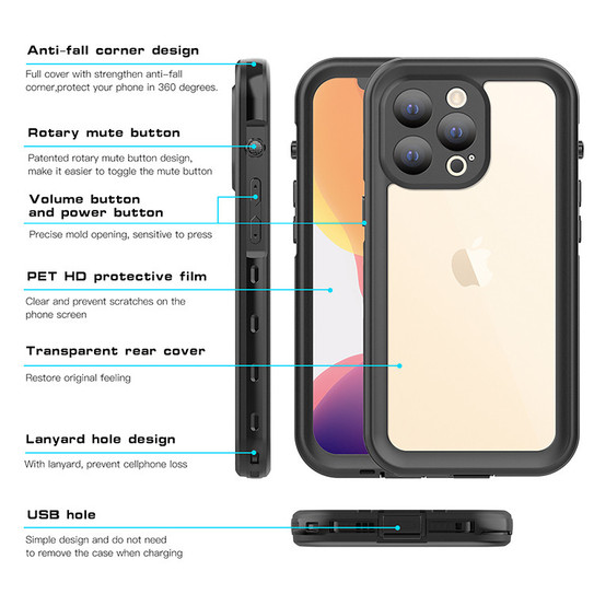 Krakatoo Classic WaterProof Case iPhone 13 Pro - Black/Clear Krakatoo Classic WaterProof Case iPhone 13 Pro - Black/Clear