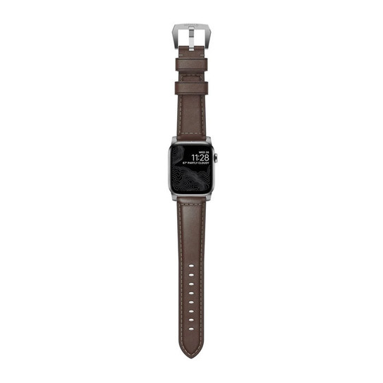 Nomad Traditional Strap Apple Watch 42/44/45/Ultra 49mm - Rustic Brown (Silver Hardware)