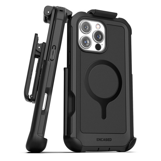 Encased Falcon Shield Case iPhone 16 Pro Max with Belt Clip Holster - Black