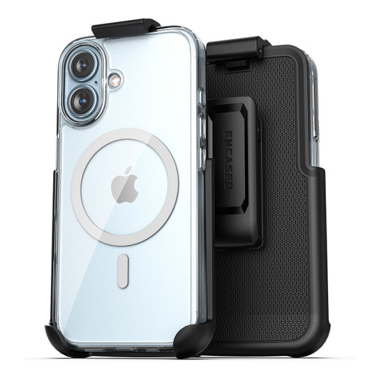 Encased MagSafe Clear Case iPhone 16 with Belt Clip Holster - Clear