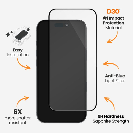 EFM ScreenSafe Glass D3O Screen Armour iPhone 16 Pro Max - Clear