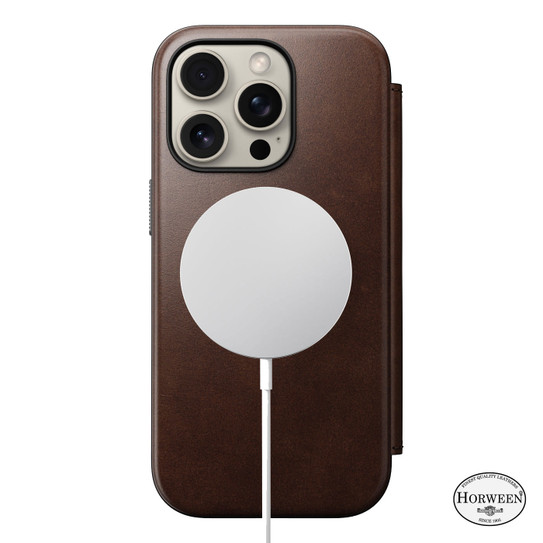 Nomad Modern Horween Leather Folio Case iPhone 16 Pro - Brown