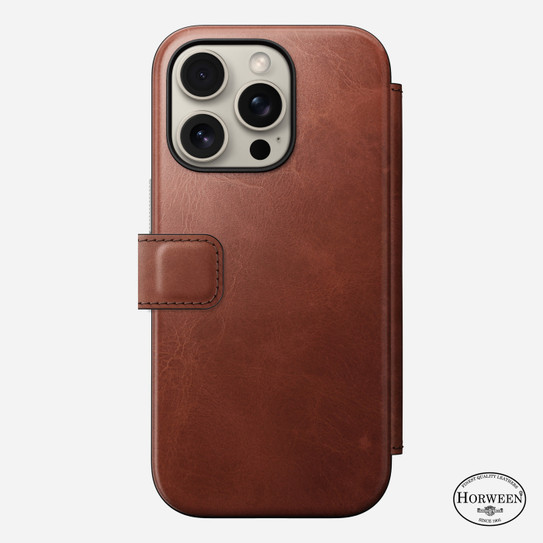 Nomad Modern Horween Leather Folio Case iPhone 16 Pro - Olde Dublin
