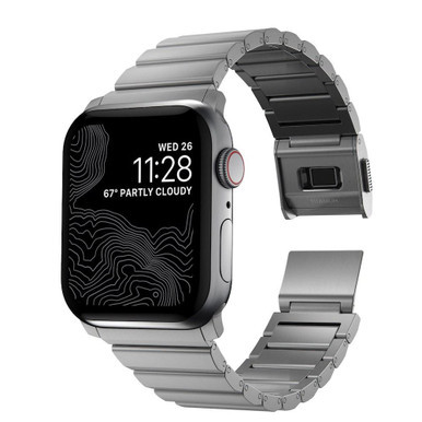 Nomad Titanium Band Apple Watch 42/44/45/Ultra 49mm - Silver Hardware