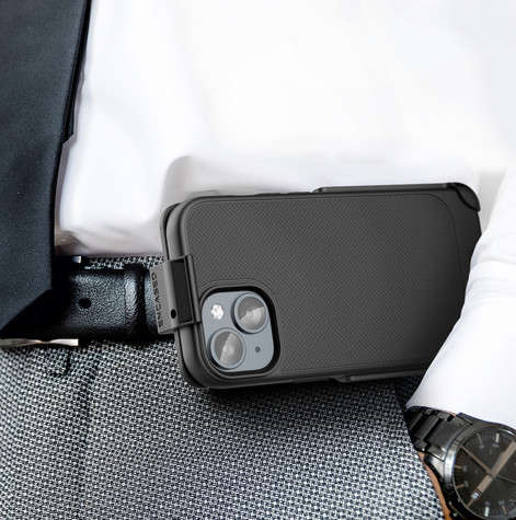 Encased Thin Armor Case iPhone 15 Plus with Belt Clip Holster - Black