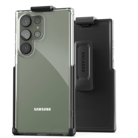 Encased Clear Back Case Samsung Galaxy S23 Ultra with Belt Clip Holster - Clear