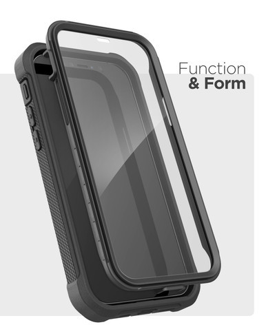 Encased Falcon Case and Tempered Glass Screen Guard iPhone 12/12 Pro with Belt Clip Holster - Black