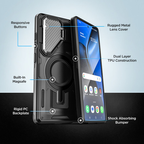 Encased Explore Case Samsung Galaxy S25 with Belt Clip Holster - Black