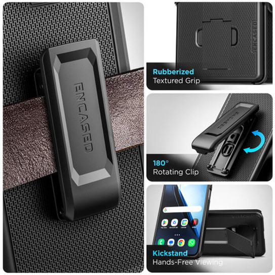 Encased Duraclip Case Samsung Galaxy S25 with Belt Clip Holster - Black