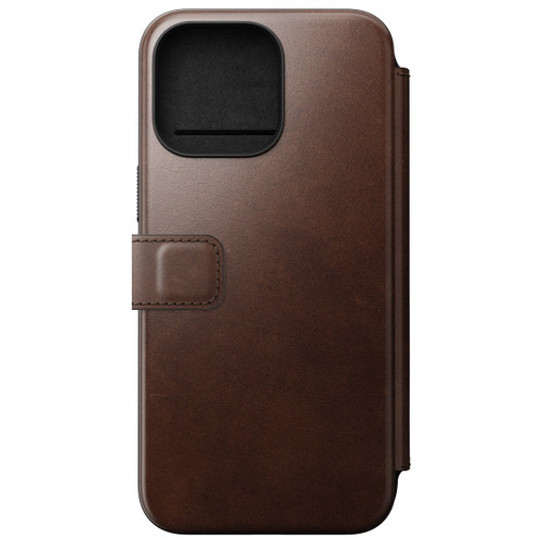 Nomad Horween Leather Folio Wallet iPhone 15 Pro - Rustic Brown