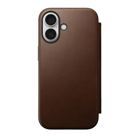 Nomad Modern Leather Folio Case iPhone 16 - Brown