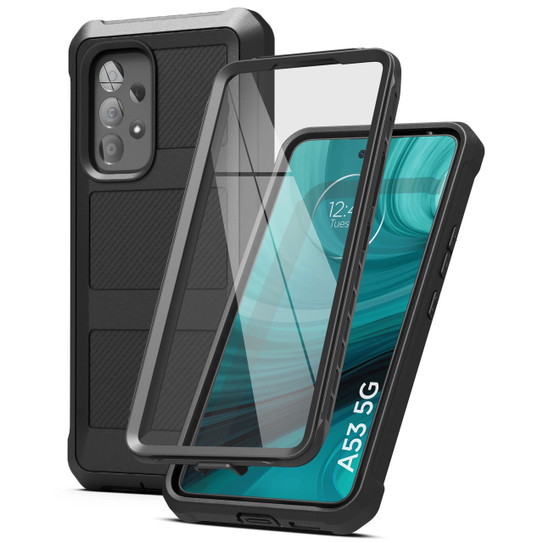 Encased Falcon Shield Case Samsung Galaxy A53 5G with Belt Clip Holster - Black