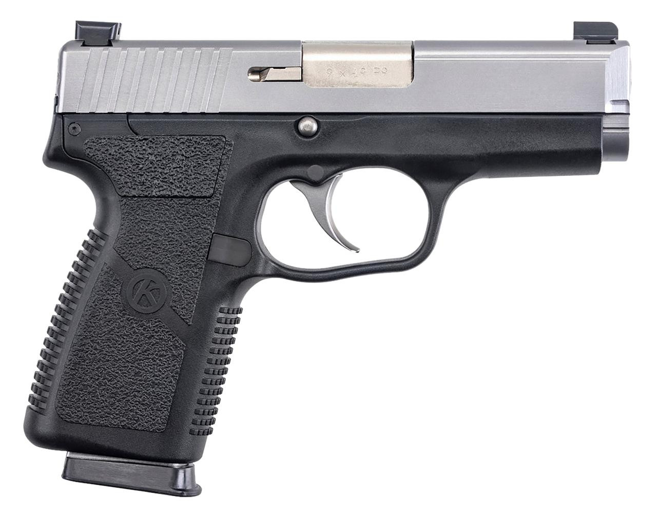 Kahr Arms KP9093NA P 9mm Luger Caliber with 3.60 in Barrel, 7+1 or 8+1 Capacity, Black Finish Frame, Serrated Matte Stainless Steel Slide, Textured Polymer Grip & TruGlo Night Sights, Pistol
