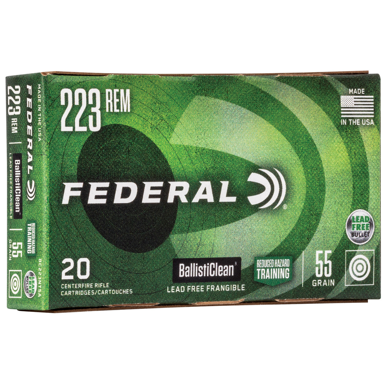 Federal BC223NT5A BallistiClean Reduced Hazard Training 223Rem 55gr Lead Free Frangible 20 Per Box/25 Case Centerfire, Rifle Ammunition