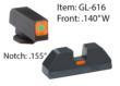 AmeriGlo Ameriglo Glock CAP Sight Set For Glock 17 19 22 23 24 26 27 33 34 35 37 38 39 - Green Tritium Orange Sq Outline Front/Rear 