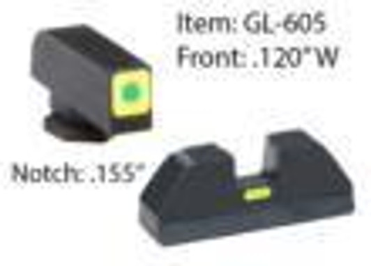 AmeriGlo Ameriglo Glock CAP Set For Glock 42 43 - Green Tritium Lime Green Lumi Square Outline Front/Rear 