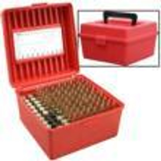 Mtm Molded Products Company MTM Deluxe R-100 Series Rifle Ammo Box 100 Rounds Red 