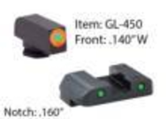 AmeriGlo Ameriglo Spartan Operator Night Sight Set for Glock 42-43 / Front Tritium - Green / Front Outline - Orange / Rear Tritium - Green / Rear Outline - Bla 