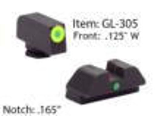 AmeriGlo Ameriglo Glock Tritium I-Dot Night Sight Set for Glock 42 43 - Lime Outline Front / Single Green Dot Rear 
