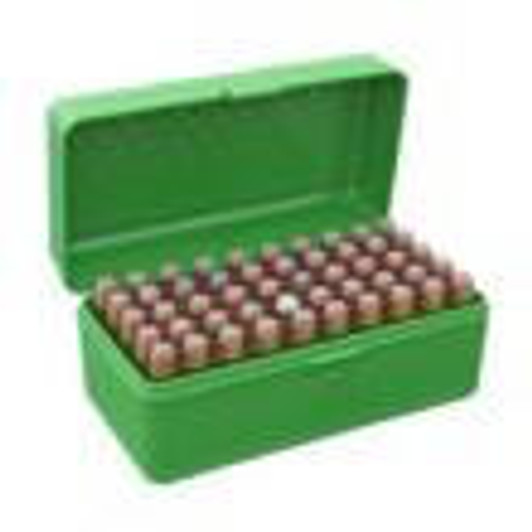 Mtm Molded Products Company MTM Case-Gard R-50 Series Rifle Ammo Box .300 WSM/45-70/7mm R SAUM Green 