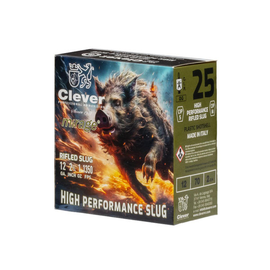  Clever 12 Gauge 2-3/4" 1oz Rifled Slug 1350 FPS 250 Rounds Case 