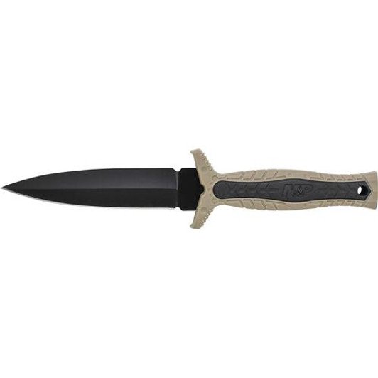 Smith & Wesson M&p Fixed Blade Boot Knife, Spear Point False Edge Blade, Rubberized Handle W/brown Rubber Insert 