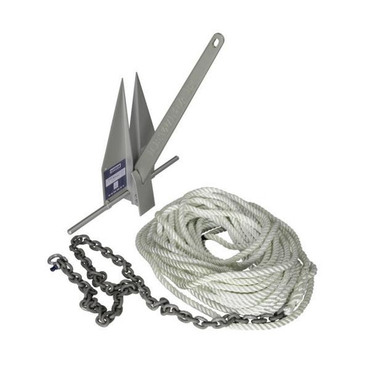  Lewmar 7LB LFX Anchoring Kit with 10' G4 1/4" Chain 150' 1/2" 8-Plait Line 