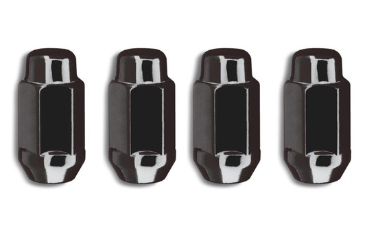 4 Lugnuts Acorn Bulge 14 mm x 1.5 Black X-Long