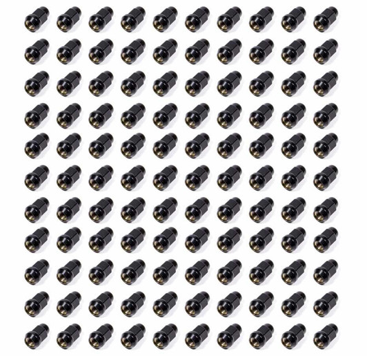 100 Lugnuts 1/2 Acorn Bulge 3/4in Hex Black
