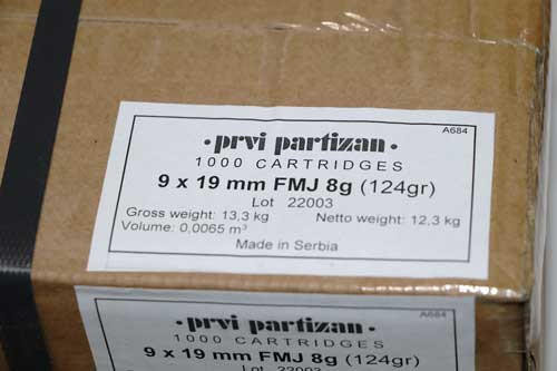  Ppu Ammo 9mm Luger Case Lot - 124gr Fmj 1000rd 20bx/cs 