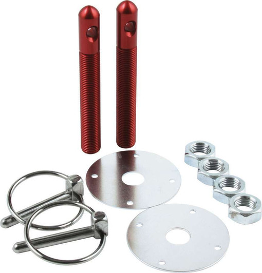 ALLSTAR PERFORMANCE Alum Hood Pin Kit 1/2in with 1/4in Clips Red 