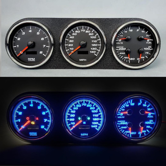 NEW VINTAGE USA Gauge Kit Dodge Truck 81-93 Perf II Blk 