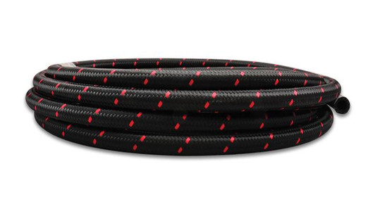 VIBRANT PERFORMANCE 10ft Roll -6 Black Red N ylon Braided Flex Hose 