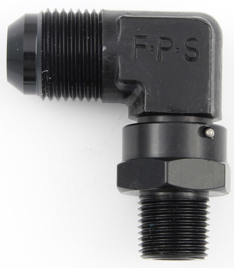 FRAGOLA #10 x 3/8 MPT 90 Deg Swivel Adapter Black 