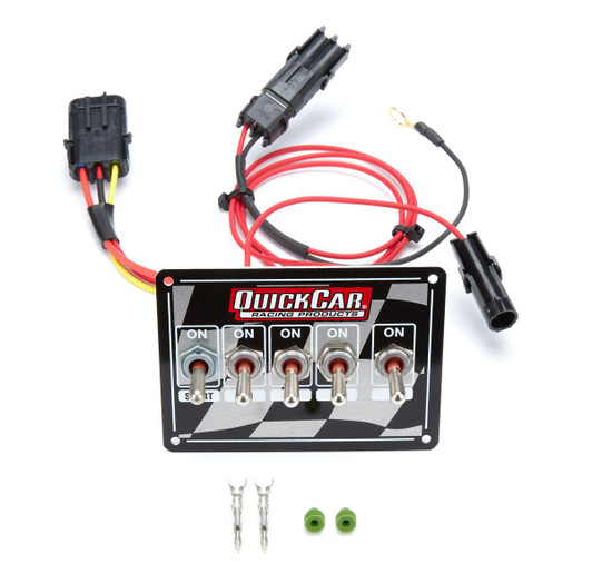 QUICKCAR RACING PRODUCTS Ignition Panel - Single Ing. w/Acc Switches Chck 