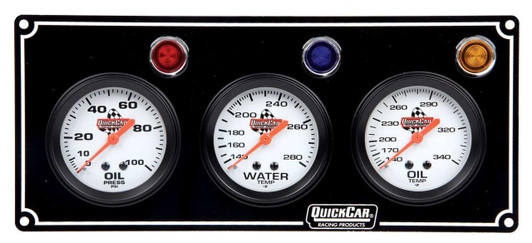 QUICKCAR RACING PRODUCTS 3 Gauge Panel  OP/WT/OT Black 