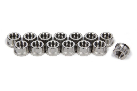 Ti22 PERFORMANCE Header Flange Nut Set 12pt Titanium 14pcs 