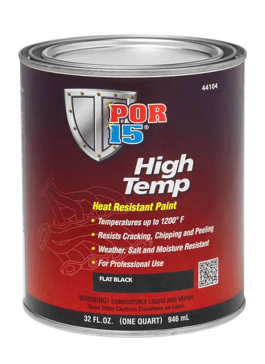 POR-15 High Temperature Flat Bl ack Paint Quart 