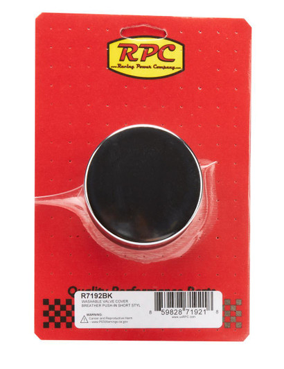 RACING POWER CO-PACKAGED Valve Cover Breather Push In Short Black Each 