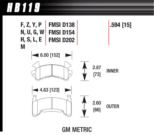HAWK BRAKE Metric GM HT-10 