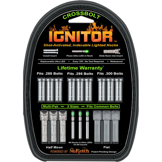 Nufletch Ignitor Crossbow Nocks Green Universal Fit 3 Pk