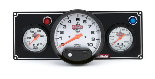 QUICKCAR RACING PRODUCTS 2-1 Gauge Panel OP/WT w/ 5in Tach Black 