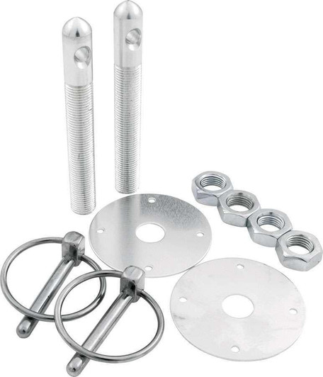 ALLSTAR PERFORMANCE Alum Hood Pin Kit 1/2in with 1/4in Clips Silver 